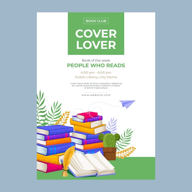 Hand drawn book club poster template