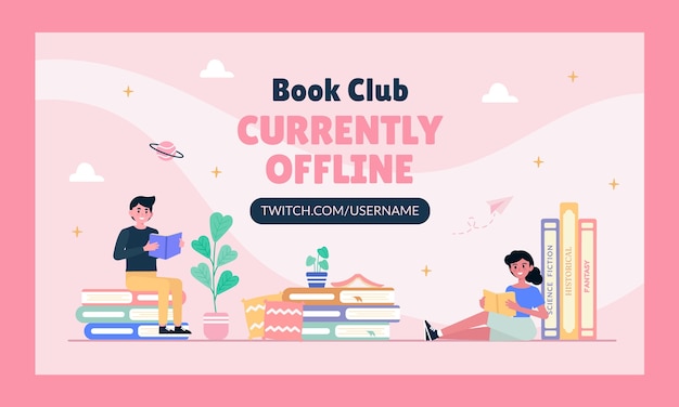 Hand drawn book club twitch background