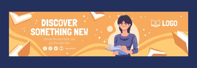 Free vector hand drawn book club twitch banner template