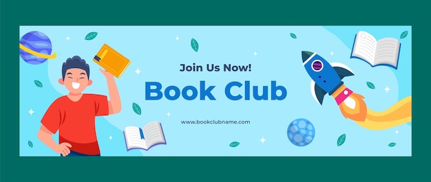 Free vector hand drawn book club twitter header