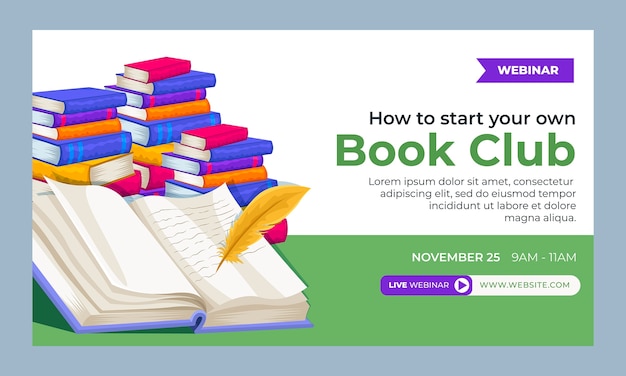 Free vector hand drawn book club webinar template