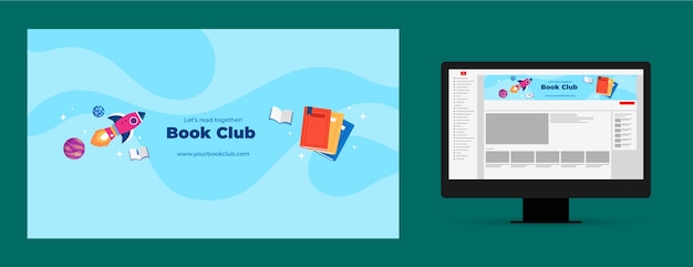 Hand drawn book club youtube channel art