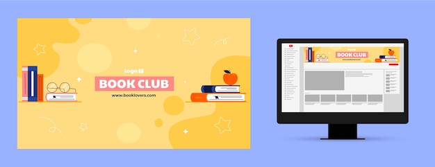 Vettore gratuito arte del canale youtube del club del libro disegnato a mano