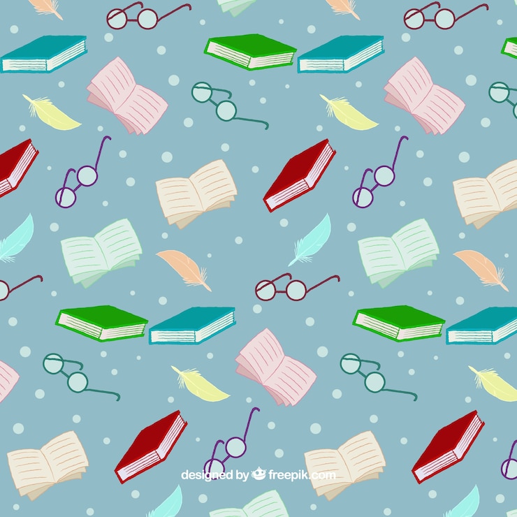 ฟรี Vector hand drawn book and glasses background