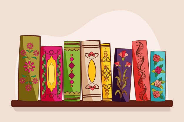 Hand drawn book spine illustration