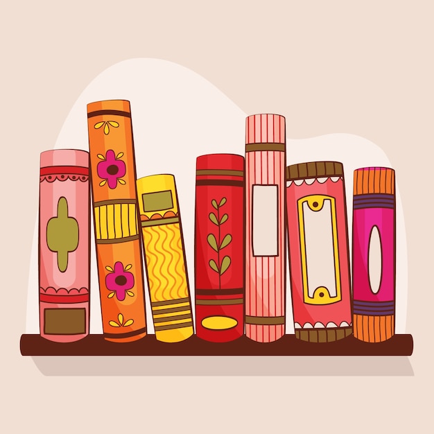 Free vector hand drawn book spine illustration