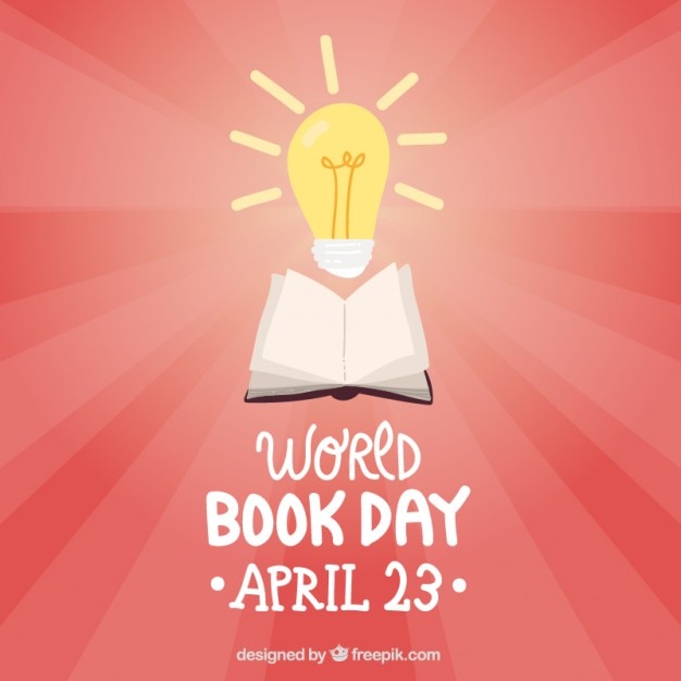 Free vector hand drawn book with a lightbulb background