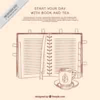 Free vector hand drawn book with quote background