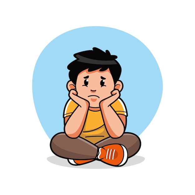 sad boy walking clipart