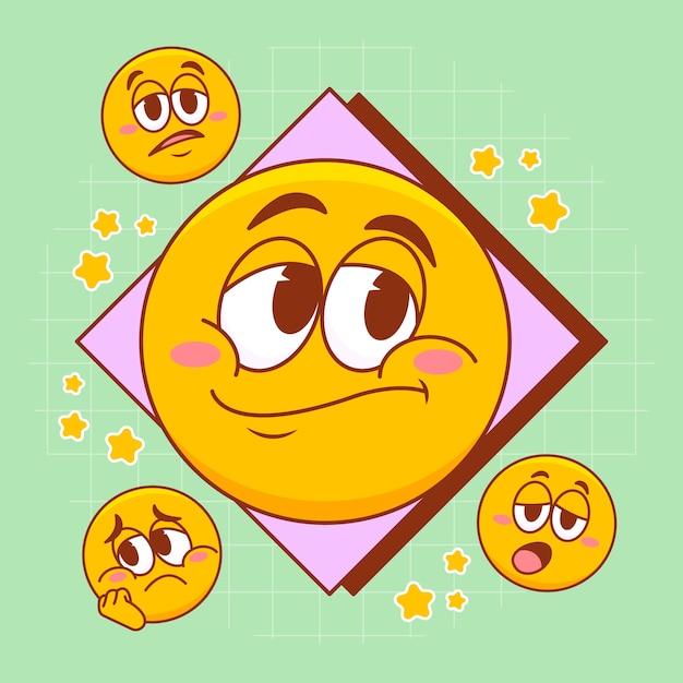 Free vector hand drawn bored emoji illustration