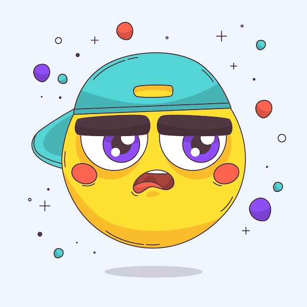 Hand drawn bored emoji illustration