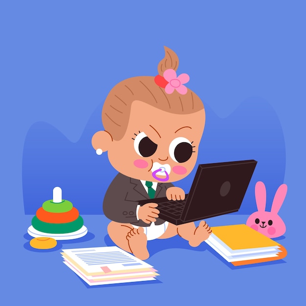 Free vector hand drawn boss baby illustration