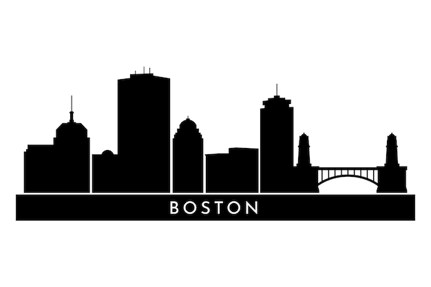 Free vector hand drawn boston skyline silhouette