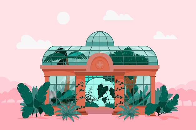 Vettore gratuito illustrazione del giardino botanico disegnata a mano