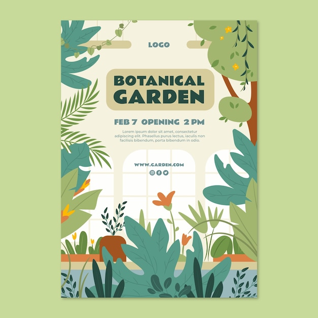 Hand drawn  botanical garden poster design