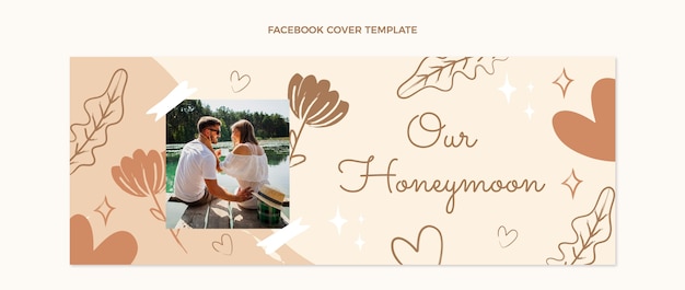 Free vector hand drawn botanical honeymoon facebook cover