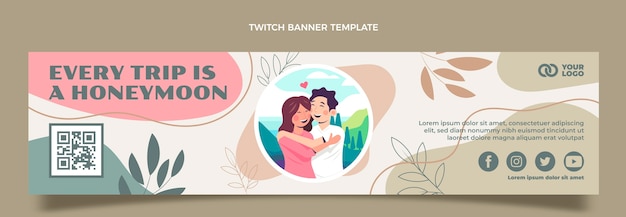 Hand drawn botanical honeymoon twitch banner