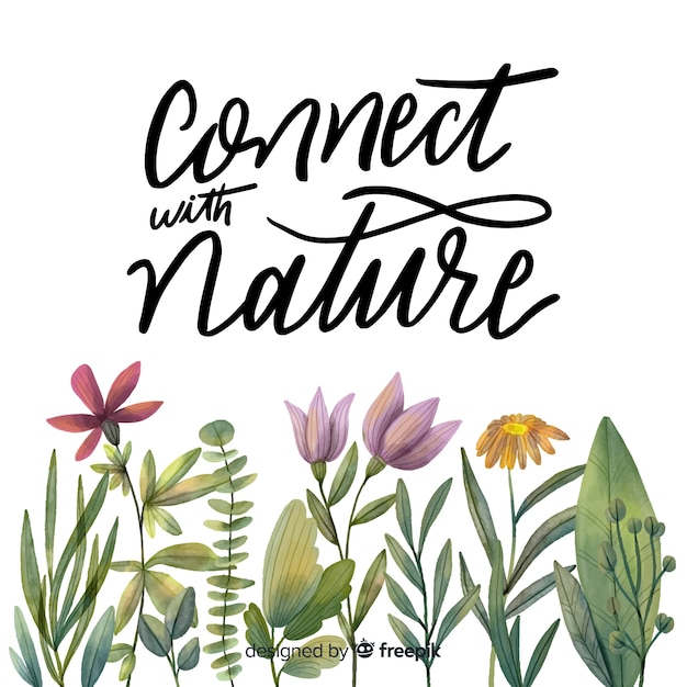 Free vector hand drawn botanical lettering background