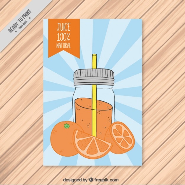 Free vector hand drawn bottle with orange juice flyer