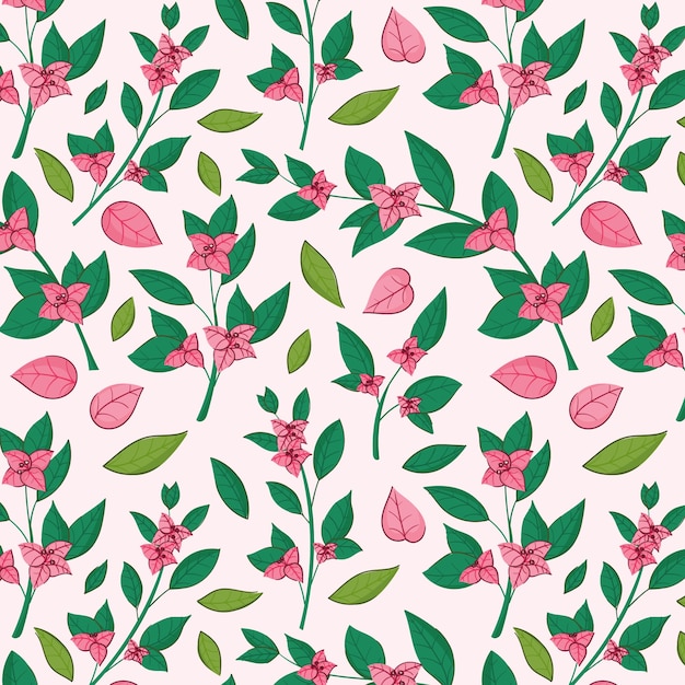 Free vector hand drawn bougainvillea pattern