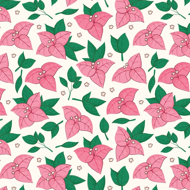 Free vector hand drawn bougainvillea pattern