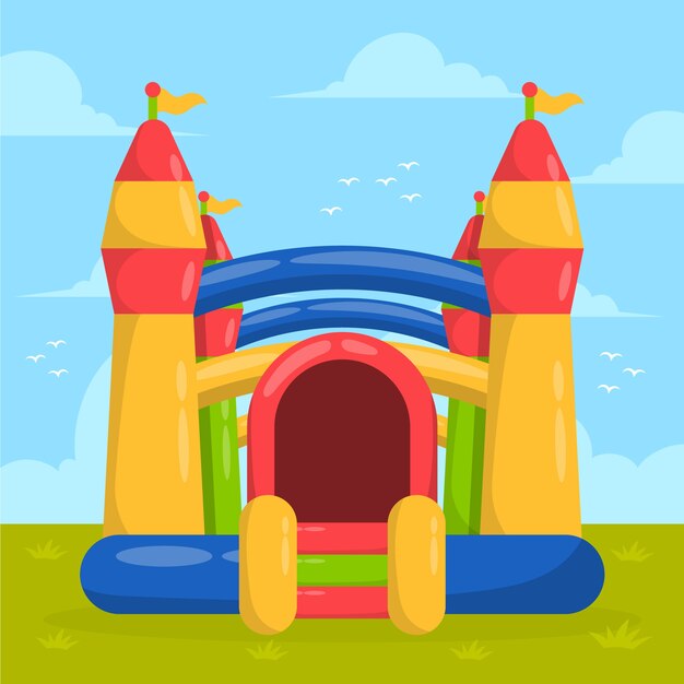 Hand drawn bounce house illustration