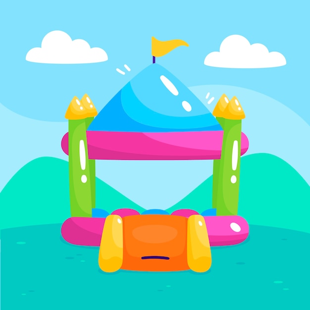 Hand drawn bounce house illustration