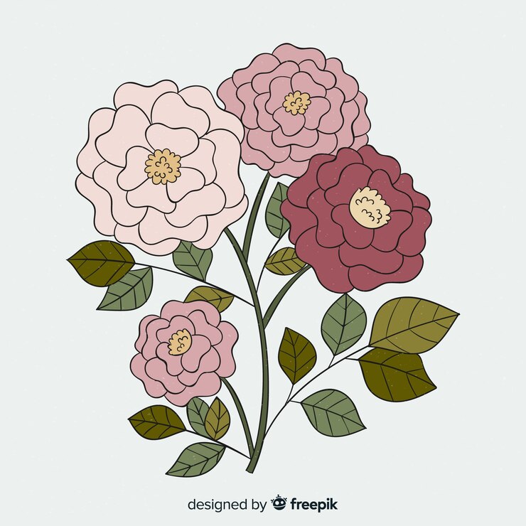 무료 Vector 손으로 그린 꽃다발 배경
