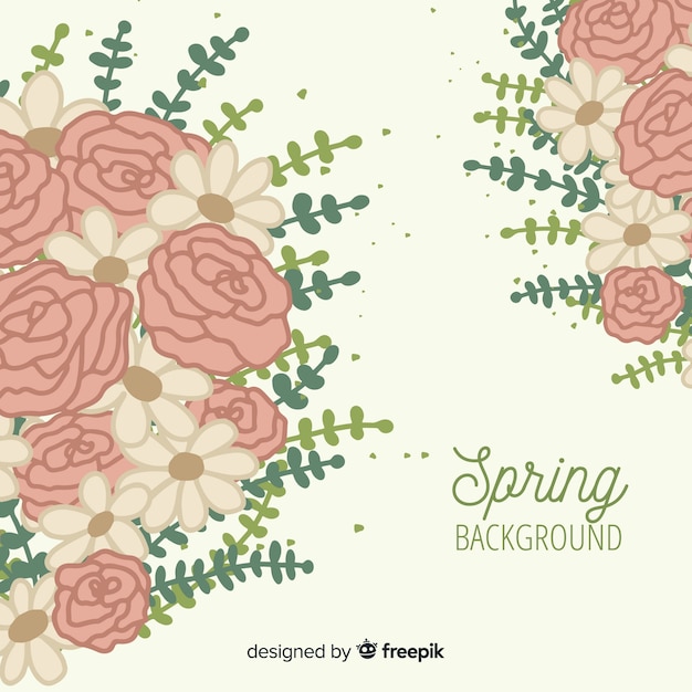 Hand drawn bouquet spring background