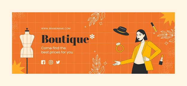 Free vector hand drawn boutique facebook cover