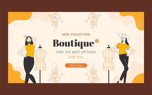 Hand drawn boutique facebook post template
