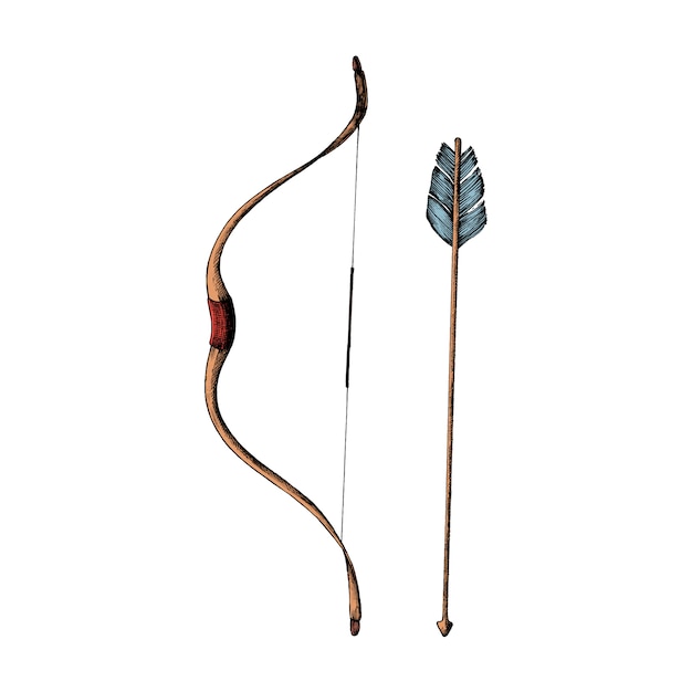 Hand drawn bow and arrow