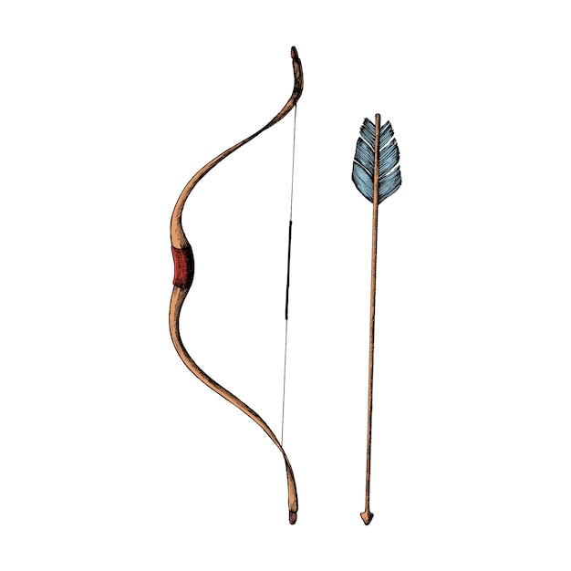 手描きの弓と矢