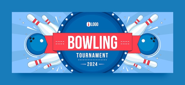 Free vector hand drawn bowling game  facebook cover