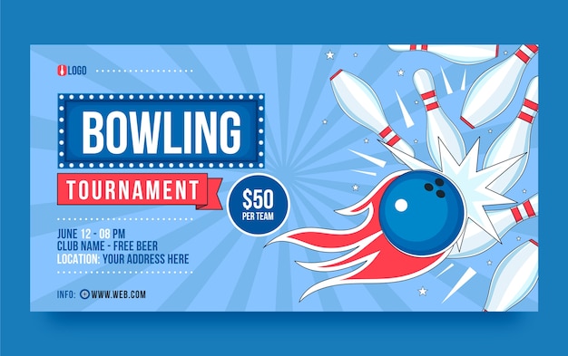 Free vector hand drawn bowling game  facebook post