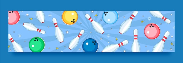 Vettore gratuito banner di contrazione del gioco di bowling disegnato a mano