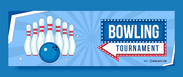 Vettore gratuito intestazione twitter del gioco di bowling disegnata a mano