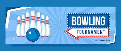 Vettore gratuito intestazione twitter del gioco di bowling disegnata a mano