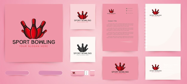 Free vector hand drawn bowling pin logo and business branding template designs inspiration isolated on white background