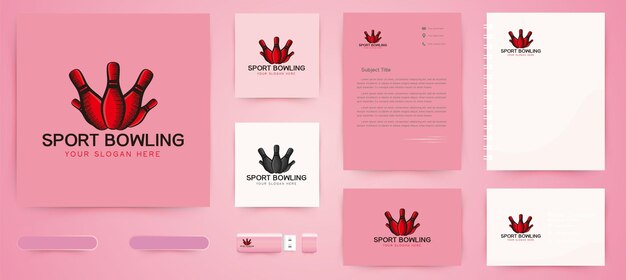 Hand drawn bowling pin logo and business branding template Designs Inspiration Isolated on White Background