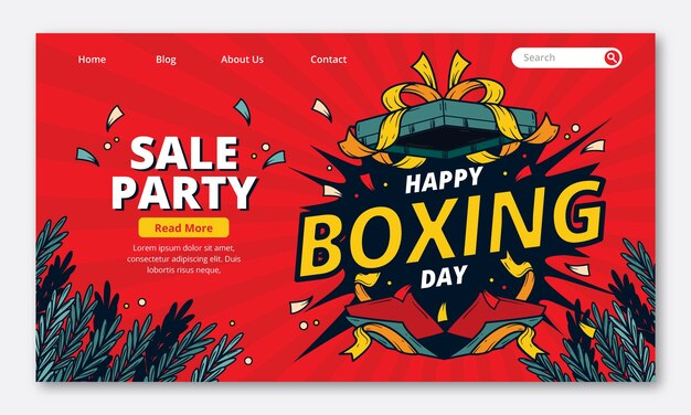 Free vector hand drawn boxing day landing page template