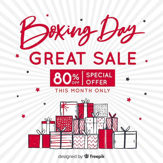 Hand drawn boxing day sale background