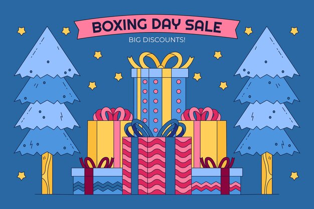 Hand drawn boxing day sale background