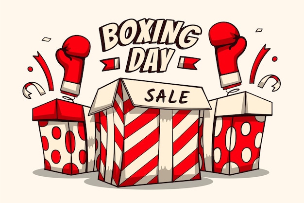 Hand drawn boxing day sale background