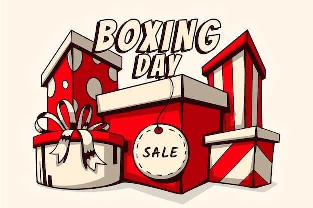 Hand drawn boxing day sale background