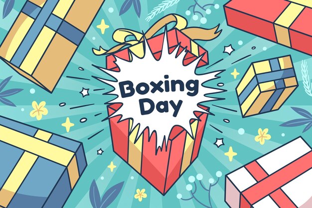 Hand drawn boxing day sale background