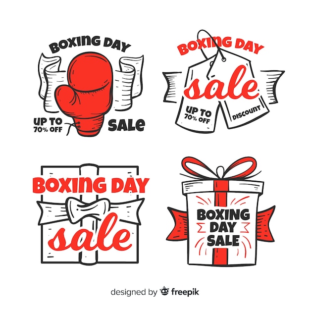 Collezione di badge vendita boxing disegnata a mano