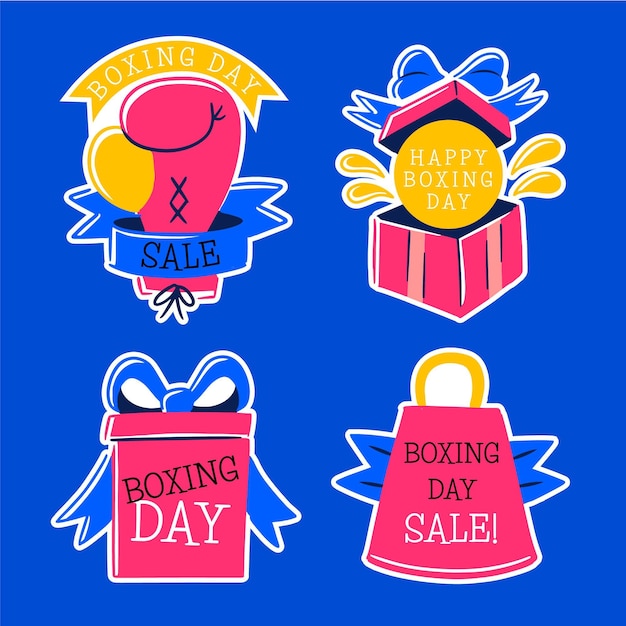 Collezione di badge vendita boxing day disegnati a mano