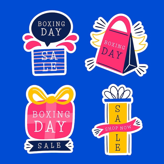 Collezione di badge vendita boxing day disegnati a mano