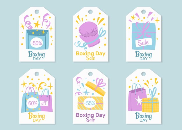 Hand drawn boxing day sale badge collection